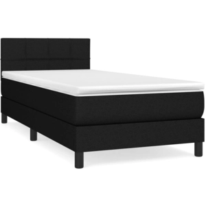 vidaXL Sommier à lattes de lit avec matelas Noir 140x200 cm Tissu pas cher