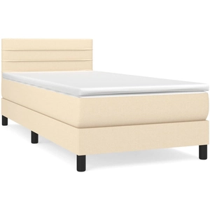 vidaXL Sommier à lattes de lit avec matelas Crème 90x200 cm Tissu pas cher