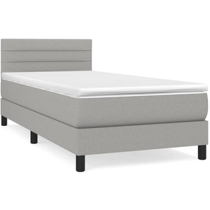 vidaXL Sommier à lattes de lit avec matelas Gris clair 100x200cm Tissu pas cher