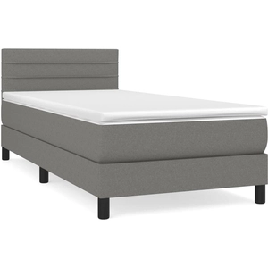 vidaXL Sommier à lattes de lit avec matelas Gris foncé 100x200cm Tissu pas cher