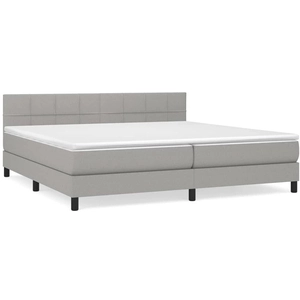 vidaXL Sommier à lattes de lit avec matelas Gris clair 200x200cm Tissu pas cher