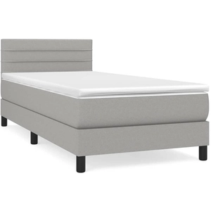 vidaXL Sommier à lattes de lit avec matelas Gris clair 80x200 cm Tissu pas cher