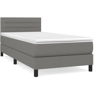vidaXL Sommier à lattes de lit avec matelas Gris foncé 80x200 cm Tissu pas cher