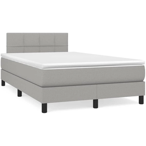 vidaXL Sommier à lattes de lit avec matelas Gris clair 120x200cm Tissu pas cher