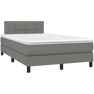 vidaXL Sommier à lattes de lit avec matelas Gris foncé 120x200cm Tissu pas cher