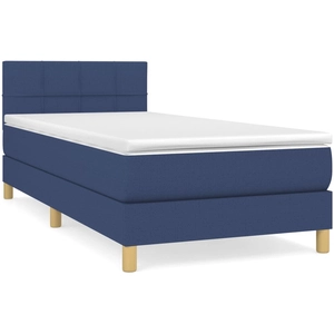 vidaXL Sommier à lattes de lit avec matelas Bleu 80x200 cm Tissu pas cher