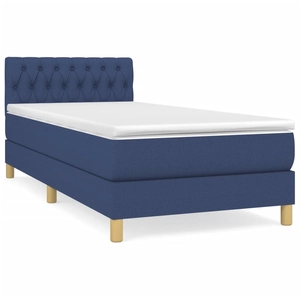 vidaXL Sommier à lattes de lit avec matelas Bleu 180x200 cm Tissu pas cher