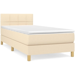 vidaXL Sommier à lattes de lit avec matelas Crème 120x200 cm Tissu pas cher