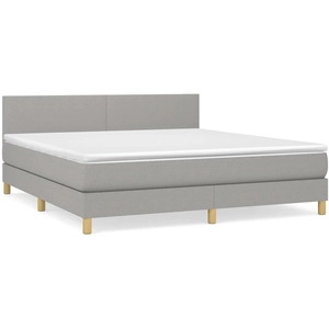 vidaXL Sommier à lattes de lit avec matelas Gris clair 180x200cm Tissu pas cher