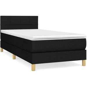 vidaXL Sommier à lattes de lit avec matelas Noir 90x200 cm Tissu pas cher