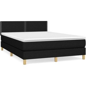 vidaXL Sommier à lattes de lit avec matelas Noir 140x200 cm Tissu pas cher