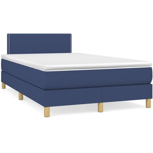 vidaXL Sommier à lattes de lit avec matelas Bleu 140x200 cm Tissu pas cher