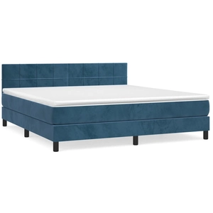 vidaXL Sommier à lattes de lit et matelas Bleu foncé 200x200cm Velours pas cher