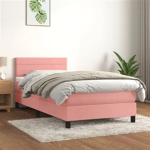 vidaXL Sommier à lattes de lit et matelas Rose 80x200 cm Velours pas cher