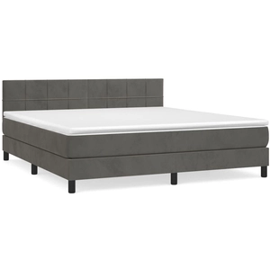 vidaXL Sommier à lattes de lit et matelas Gris foncé 180x200cm Velours pas cher