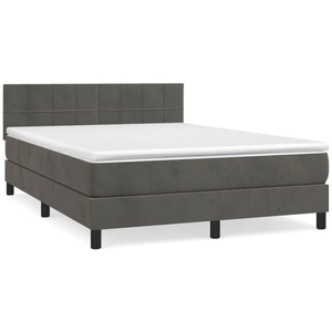 vidaXL Sommier à lattes de lit et matelas Gris foncé 140x190cm Velours pas cher