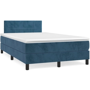 vidaXL Sommier à lattes de lit et matelas Bleu foncé 140x190cm Velours pas cher