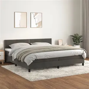 vidaXL Sommier à lattes de lit et matelas Gris foncé 200x200cm Velours pas cher