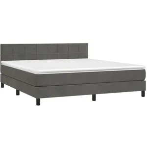 vidaXL Sommier à lattes de lit et matelas Gris foncé 160x200cm Velours pas cher