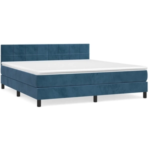 vidaXL Sommier à lattes de lit et matelas Bleu foncé 160x200cm Velours pas cher