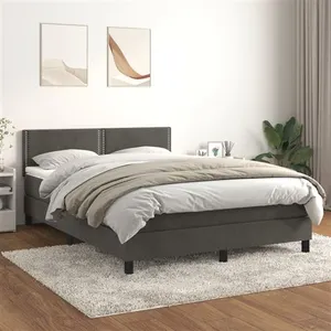 vidaXL Sommier à lattes de lit et matelas Gris foncé 140x190cm Velours pas cher