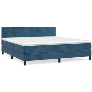 vidaXL Sommier à lattes de lit et matelas Bleu foncé 180x200cm Velours pas cher