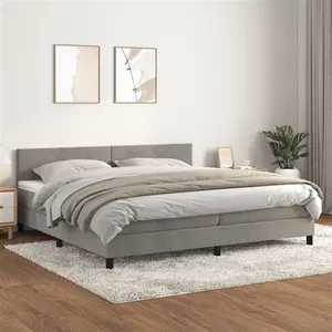 vidaXL Sommier à lattes de lit et matelas Gris clair 200x200cm Velours pas cher