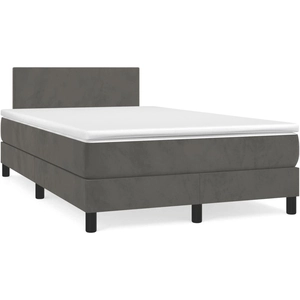 vidaXL Sommier à lattes de lit et matelas Gris foncé 120x200cm Velours pas cher