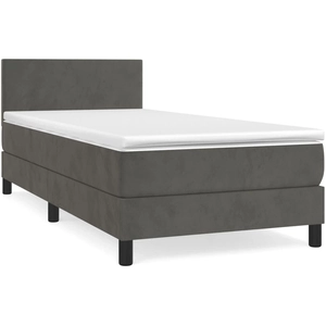 vidaXL Sommier à lattes de lit et matelas Gris foncé 90x190 cm Velours pas cher