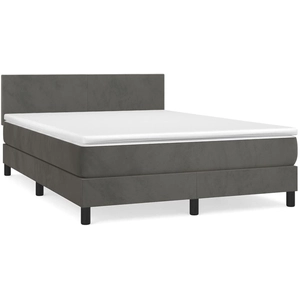 vidaXL Sommier à lattes de lit et matelas Gris foncé 140x190cm Velours pas cher