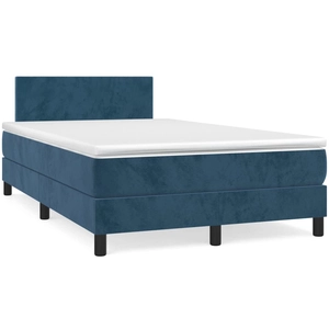 vidaXL Sommier à lattes de lit et matelas Bleu foncé 120x200cm Velours pas cher