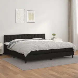 vidaXL Sommier à lattes de lit avec matelas Noir 200x200 cm Similicuir pas cher