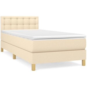 vidaXL Sommier à lattes de lit avec matelas Crème 140x190 cm Tissu pas cher