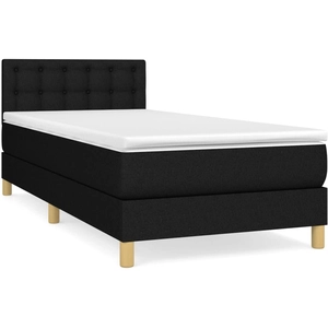 vidaXL Sommier à lattes de lit avec matelas Noir 90x190 cm Tissu pas cher