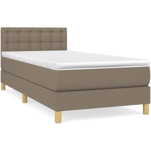 vidaXL Sommier à lattes de lit avec matelas Taupe 90x200 cm Tissu pas cher