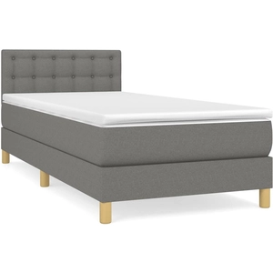 vidaXL Sommier à lattes de lit avec matelas Gris foncé 90x200 cm Tissu pas cher