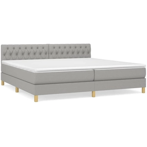vidaXL Sommier à lattes de lit avec matelas Gris clair 200x200cm Tissu pas cher
