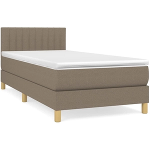 vidaXL Sommier à lattes de lit avec matelas Taupe 200x200 cm Tissu pas cher
