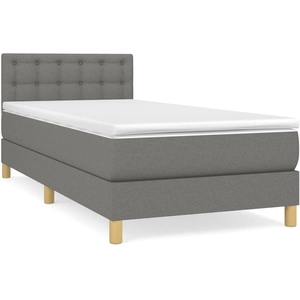 vidaXL Sommier à lattes de lit avec matelas Gris foncé 80x200 cm Tissu pas cher