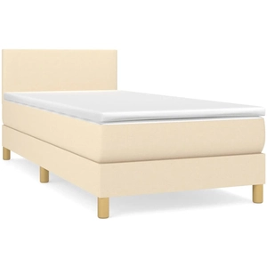 vidaXL Sommier à lattes de lit avec matelas Crème 90x200 cm Tissu pas cher