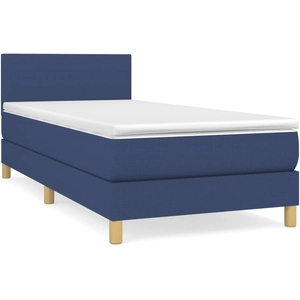 vidaXL Sommier à lattes de lit avec matelas Bleu 90x200 cm Tissu pas cher