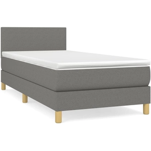 vidaXL Sommier à lattes de lit avec matelas Gris foncé 90x200 cm Tissu pas cher