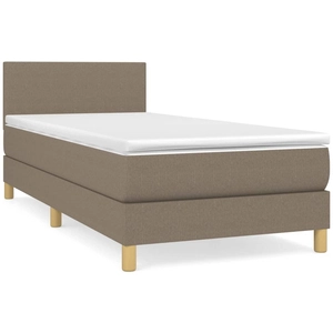 vidaXL Sommier à lattes de lit avec matelas Taupe 90x190 cm Tissu pas cher