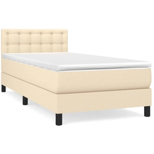 vidaXL Sommier à lattes de lit avec matelas Crème 180x200 cm Tissu pas cher