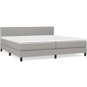 vidaXL Sommier à lattes de lit avec matelas Gris clair 200x200cm Tissu pas cher