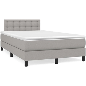 vidaXL Sommier à lattes de lit avec matelas Gris clair 120x200cm Tissu pas cher