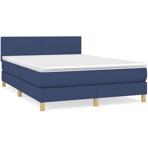 vidaXL Sommier à lattes de lit avec matelas Bleu 80x200 cm Tissu pas cher