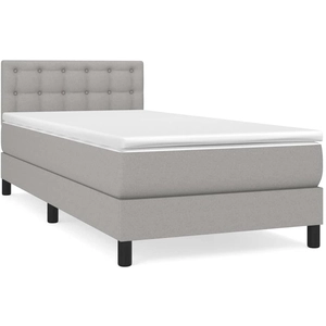 vidaXL Sommier à lattes de lit et matelas Gris clair 90x190 cm Tissu pas cher