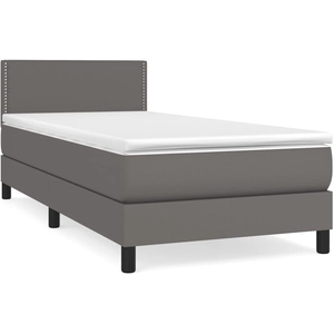 vidaXL Sommier à lattes de lit avec matelas Gris 80x200 cm Similicuir pas cher