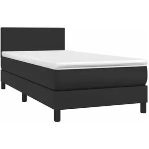 vidaXL Sommier à lattes de lit avec matelas Noir 80x200cm Similicuir pas cher